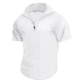 2025KKBOXLY popular New men's stand-up collar polo shirt 2025 men's short-sleeved checkered zipper T-shirt summer casual top