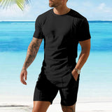 KKBOXLY 2025 quick sale summer new men's pullover T-shirt sports and leisure top men's short-sleeved shorts cover