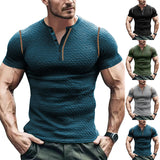 KKBOXLY 2025 summer casual men's short-sleeved t-shirt 2025 men's breathable Henry shirt 2025 trade large-size top