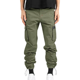 KKBOXLY popular summer new men's  New woven fabric bundle multi-pocket solid color casual pants tooling trousers