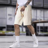 KKBOXLY summer sweatpants boys loose and versatile outerwear sweatpants ins bear splicing five-point pants tide