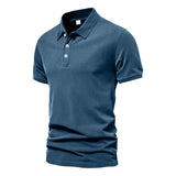 KKBOXLY 2025 sports men's twill POLO shirt fashion casual lapel button men's solid color slim-fit short-sleeved T-shirt