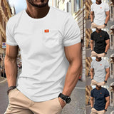 2025KKBOXLY  popular new men's oversize solid color T-shirt fashionable and casual versatile pocket short sleeve spot