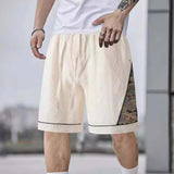 KKBOXLY popular summer New trend jacquard splicing bear shorts five-point pants men's 2025 casual Guochao five-point pants men's