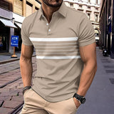 KKBOXLY 2025 2025 new printed men's casual POLO shirt summer V-neck button striped mesh cloth versatile short-sleeved T