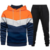 KKBOXLY 2025  Hot Trade Men's Sports Suit Fashion Casual Spring and Autumn Splicing Hooded Sweater Pants Two-piece Set