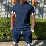 2025KKBOXLY popular New  Men's Short Sleeve Shorts Two-piece Casual Sports Youth Popularan, 2025n Spring and Summer Suit