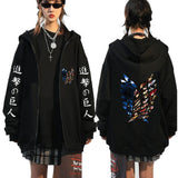 Autumn and winter new cardigan, attack on Titan tide brand velvet hooded zipper sweater men