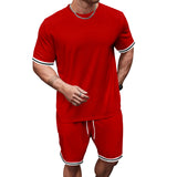 KKBOXLY 2025 popularTEMU summer men's simple and versatile solid color T-shirt set men's New  leisure sports two pieces