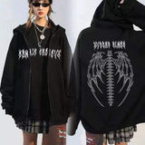 KKBOXLY 2025Harajuku Y2K Autumn Women's Hooded Sweatshirt Zipper Butterfly Print Long Sleeve Hoodie Jacket Plus Size Loose