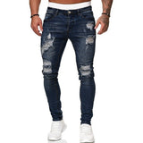 kkboxly  Men's Casual Ripped Skinny Jeans, Chic Street Style Stretch Denim Pants