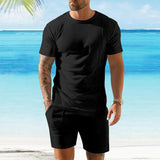 KKBOXLY 2025 quick sale summer new men's pullover T-shirt sports and leisure top men's short-sleeved shorts cover