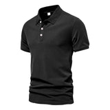 KKBOXLY 2025 sports men's twill POLO shirt fashion casual lapel button men's solid color slim-fit short-sleeved T-shirt