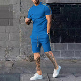 KKBOXLY popular   Youth Fashion Casual Short Sleeve Shorts Set Men's Trend Brand Loose