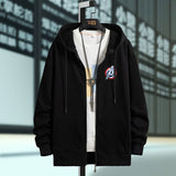 kkboxly  Letter V In The Mist Print Men's Hooded Sweatshirt Casual Long Sleeve Hoodies With Full Zip-Up Gym Sports Hooded Jacket