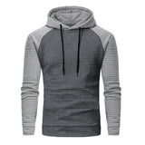 KKBOXLY 2025 Winter 's new 2025 men's color matching small checkered sweater casual slim-fitting hooded top