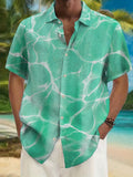 2025 kkboxly  Men's Plus Size Hawaiian Shirt with Water Ripple Pattern - Button Down Short Sleeve Dress Shirt