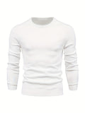 Plus Size Men's Solid Sweater  With Long Sleeves, Casual Pullover Knit Tops For Daily Life, Men Clothing