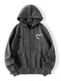 xieyinshe  Women's Heart Graphic Zipper Up Long Sleeve Casual Sports Hooded Sweatshirt, Pocket Front Thermal Drawstring Hoodie, Women's Tops