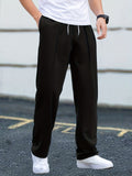 kkboxly  Men's Casual Pants Drawstring Waist Straight Leg Work Track Pants