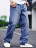 kkboxly  Men's Casual Street Style Wide Leg Denim Pants For Spring Summer