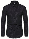 kkboxly Men's Elegant Floral Print Long Sleeve Shirt For Business