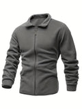 kkboxly  Men's Double-sided Fleece Tactical Sweatshirt, Casual Zip Up Coat For Fall Winter