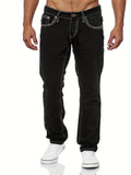 kkboxly  Men's Casual Slim Fit Stretch Jeans, Chic Street Style Distressed Denim Pants