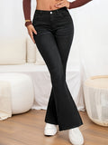 kkboxly  High Waist Casual Flare Jeans, High Stretch Slim Fit Bell Bottom Jeans, Women's Denim Jeans & Clothing