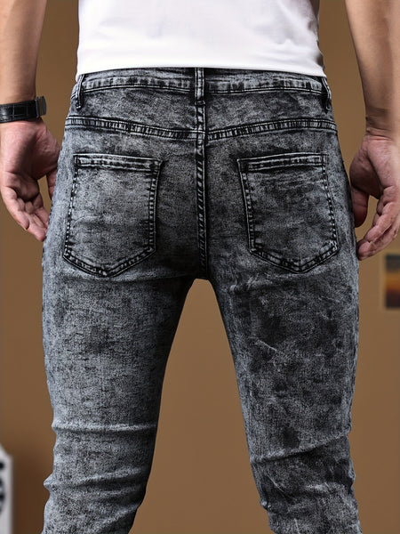 kkboxly Men's Chic Skinny Jeans, Men's Casual Street Style Distressed ...