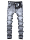 kkboxly Men's Vintage Casual Straight Slim Washed Denim Jeans