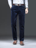 kkboxly Men's Corduroy Pants For Business, Formal Stretch Straight Leg Pants For Fall Winter