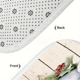 3-Piece Christmas Snowman Quick-Dry Microfiber Memory Foam Bathroom Mat Set with Anti-Slip Backing, Toilet Lid Cover, and U-Shaped Contour Rug for a Safe and Festive Bathroom