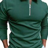 kkboxly Casual Long Sleeves Polo Shirts, Button V-neck Tee, Men's Comfortable Slim Tops Spring Fall Clothing