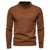 kkboxly  All Match Knitted Sweater, Men's Casual Warm High Stretch Stand Collar Pullover Sweater For Fall Winter