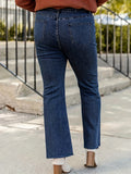 kkboxly  Plus Size Casual Jeans, Women's Plus Solid Button Fly Medium Stretch Flared Leg Jeans