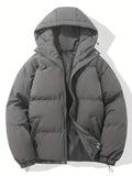 kkboxly  Classic Design Warm Hooded Jacket, Men's Casual Cotton Padded Jacket Coat For Outdoor Activities