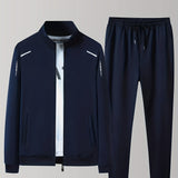 kkboxly  Two Piece Outfits For Men, Men Classic Design Zipper Up Jacket And Sweatpants Drawstring Pants