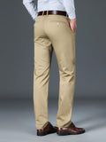 kkboxly  Classic Design Dress Pants, Men's Semi-formal Embroidery Stretch Dress Pants For Fall Winter Business