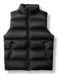 kkboxly  Warm Winter Vest, Men's Casual Zipper Pockets Stand Collar Zip Up Vest For Fall Winter