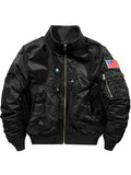 kkboxly  Men's Casual PU Leather Jacket, Chic Stand Collar Multi Pocket Biker Jacket