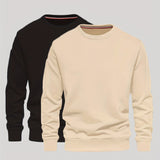 2Pcs Trendy  Solid Sweatshirt, Men's Casual Classic  Design Crew Neck Pullover Sweatshirt For Men Fall Winter