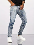 kkboxly  Men's Casual Skinny Biker Jeans, Chic Street Style Stretch Denim Pants