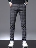 kkboxly  Men's Warm Fleece Retro Plaid Casual Pants For Fall Winter