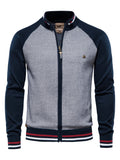 kkboxly  Men's Spliced Jacket Cardigan Sweatshirt Zip Top Streetwear