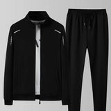 kkboxly  Two Piece Outfits For Men, Men Classic Design Zipper Up Jacket And Sweatpants Drawstring Pants