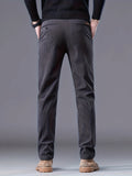 Plus Fleece Men's Corduroy Comfy Long Pants With Pockets, Fall Winter Outdoor