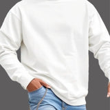 kkboxly Trendy Sweatshirt, Men's Casual Solid Crew Neck Sweatshirt For Fall Winter