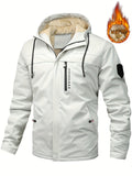 kkboxly  Warm Fleece Hooded Jacket, Men's Casual Winter Jacket Coat For Outdoor Activities