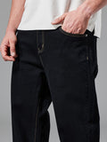 kkboxly  Plus Size Men's Solid Denim Pants For All Seasons, Men's Clothing Outdoor